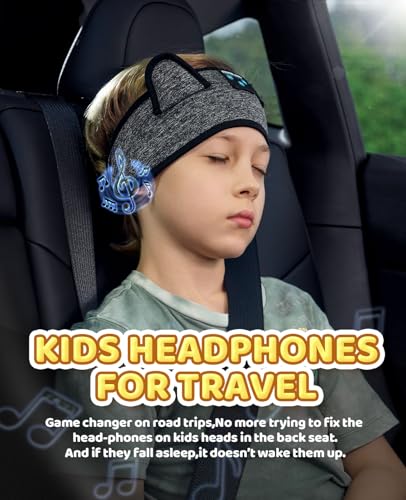 Kids Headphones, Bluetooth Headphones Adjustable Headband for Kids, Wireless and Wired Playback 3.5 MM Jack for School, Kids Headset for Girls Boys, Kindle Tablet Cellphones Airplane Travel Sleep - color: DarkGrey