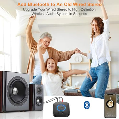 1Mii B06+ Bluetooth Receiver, Hi-Fi Wireless Audio Adapter, Bluetooth 5.3 Receiver with 3D Surround aptX HD aptX Low Latency for Home Music Streaming Stereo System - color: Black