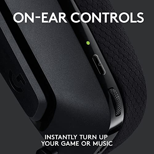 Logitech G535 Lightspeed Wireless Gaming Headset - Black | Lightweight, on-ear design, flip-to-mute microphone, USB rechargeable battery - color: Black, style: Wireless