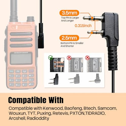 Renastar Walkie Talkie Earmuff Overhead Earpiece with VOX for Kenwood K1 Baofeng UV-5R UV-82 UV-82HP BF-888S BF-F8HP AR-152 AR-5 Arcshell Retevis RT17 RT18 RT19 RT21 RT22 RT27 RT68 RB26