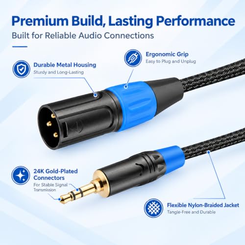 3.5mm to XLR Balanced Cable, 3.5mm to XLR Male to Male Adapter, 1FT - style: 3.5mm to XLR Male