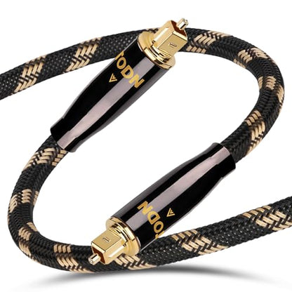TODN 4.9ft Optical Audio Cable Digital Fiber Optic Toslink S/PDIF Cable | POF Conductor, 24K Gold-Plated Plugs, Pure Copper Shell, Audiophile HiFi Surround Sound System for TV, PS4, Xbox, CD - size: 4.9ft/1.5m