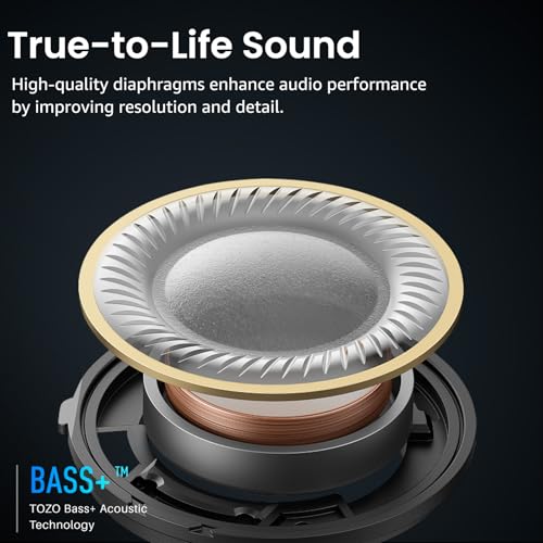 TOZO A1 Wireless Earbuds Bluetooth 5.3 Light Weight in Ear Headphones | IPX5 Waterproof, 2 Mics for AI Calls, Immersive Premium Sound Bass Ear buds with Charging Case, 32 Presets EQ via TOZO App - color: Black