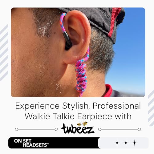 Fabric-Coated Acoustic Tube Ear Piece - Tubeez Walkie Talkie Earpiece with Black Ear Plugs - Moisture-Blocking Threaded Tube Fits with Any Motorola Radio Earpiece, Supra Orange - color: Supra Orange