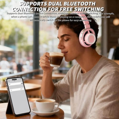 Open-Ear Headphones, 20+ Hour Playtime, Immersive Sound, Wireless Bluetooth Headphones for School, Work, Travel&Daily Use,Pink - color: Pink