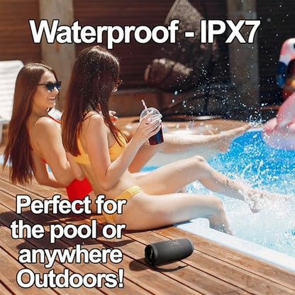 OontZ Cylinder Portable Bluetooth Speaker, 14W, 20-Hour Playtime, IPX7 | 14W Bluetooth speaker with fuller bass, 100-ft range, IPX7 waterproofing, stereo pairing and mic. - color: Black-Cylinder