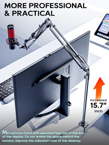 CACENCAN Boom Arm, 360° Rotatable Microphone Stand with Desk Mount, Foldable Desk Mic Arm with 3/8'' to 5/8'' Screw Adapter, Microphone Arm for Live Streaming, Gaming, Podcasting - color: Black (Overhead)