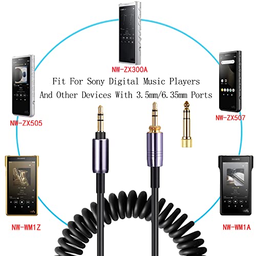 FAAEAL WH-1000XM4 Coiled Audio Cable Replacement for Sony WH-1000XM5 MDR-950BT WH-XB910N Audio-Technica ATH-M50xBT2 Headphones 3.5mm(1/8") Extension Wire with 6.35mm(1/4") Adapter 14ft - color: Black(4.2ft-14ft)
