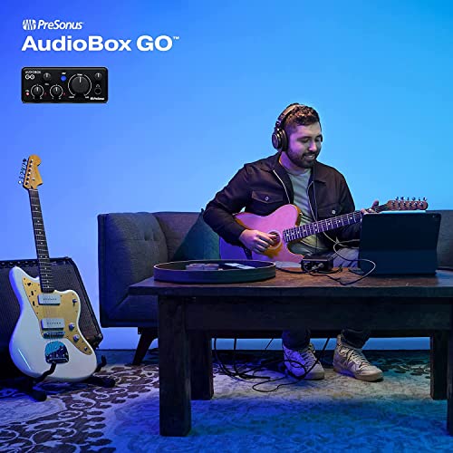 PreSonus AudioBox GO | USB-C Audio Interface for music production with Studio One Prime Software and Virtual Instruments with LyxPro Condenser Microphone
