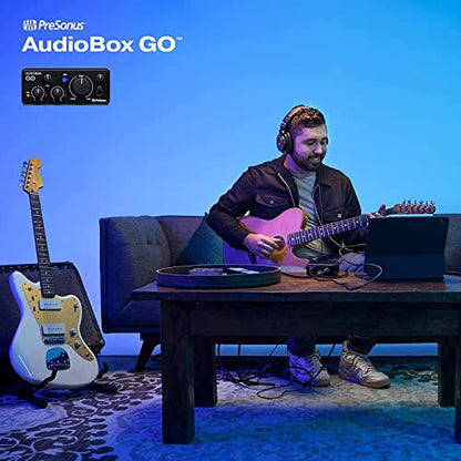 PreSonus AudioBox GO | USB-C Audio Interface for music production with Studio One Prime Software and Virtual Instruments with LyxPro Condenser Microphone