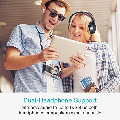 MEE audio Connect Air in-Flight Bluetooth Wireless Audio Transmitter with 2-Pack Airplane Adapter, for up to 2 AirPods/Other Headphones; Works with All 3.5mm AUX Jacks, White - color: White