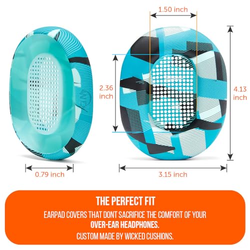 WC SweatZ XM5 - Patented Earpad Sweat Covers for Sony WH1000XM5 by Wicked Cushions | Full 360 Earpad Protection | Sweatproof & Easily Washable | Cyan Prism - color: Cyan Prism