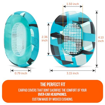 WC SweatZ XM5 - Patented Earpad Sweat Covers for Sony WH1000XM5 by Wicked Cushions | Full 360 Earpad Protection | Sweatproof & Easily Washable | Cyan Prism - color: Cyan Prism