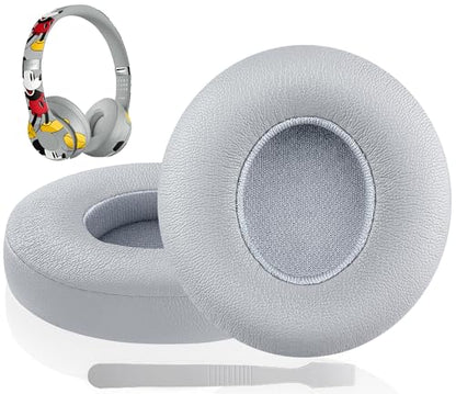 Link Dream Replacement Beats Solo 3 Earpad Beats Solo 2 Replacement Ear Pads Memory Foam Cushions Cover for Beats Solo 2 & Solo 3 Wireless Headphone - color: Grey