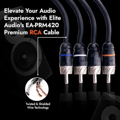 Premium Series 20ft. 4-Channel Car Audio RCA Cable – Double Shielded, Oxygen Free Copper, Noise Reducing Audio Cable for Amplifiers, Subwoofers, Speakers, and Processors – PRM420 - size: 20' (ft), style: 4-Channel