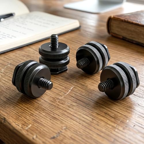 4PCS Camera Hot Shoe Mount to 1/4"-20 Thread Tripod Screw Adapter | Flash Cold Shoe Mount Bracket for DSLR Camera Cage Rig LED Monitor Microphone Etc