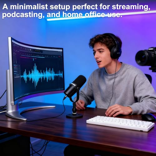 Desktop Microphone Stand for Shure MV7/MV7+ | Premium Low-Profile Detachable Microphone Base with Locking Nut, Secure & Space-Saving Desktop Stand - size: for Shure MV7/MV7+