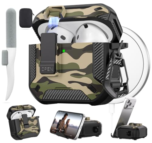 for AirPods 4 Case & AirPods 5 Case with Magnetic Lock, Jungle Camo - color: Camo Jungle, size: AirPods 4 Case 2024 / AirPods 5 Case 2026