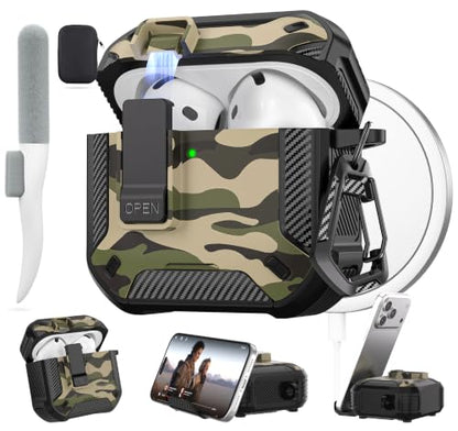 for AirPods 4 Case & AirPods 5 Case with Magnetic Lock, Jungle Camo - color: Camo Jungle, size: AirPods 4 Case 2024 / AirPods 5 Case 2026