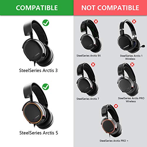 Geekria Flex Fabric Headband Pad Compatible with SteelSeries Arctis 5, Arctis 3 Headphones, Replacement Band Repair Part (Black + White) - color: Black + White