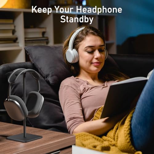Headphone Stand for Desk - Headset Stand (Black) | headphone holder with Aluminum Hanger, headphone holder for AirPods Max, Sony, Bose, Beats and More - color: Black