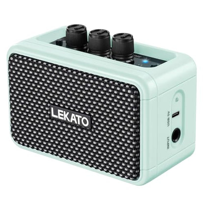 LEKATO Mini Guitar Amplifier, Dual Speakers 5W, Rechargeable Electric Guitar Amp Bluetooth with Clean Overdrive, 6H Working, Headphone Jack, Wireless Portable Small Amp for Practice, Traveling (Blue) - color: Blue