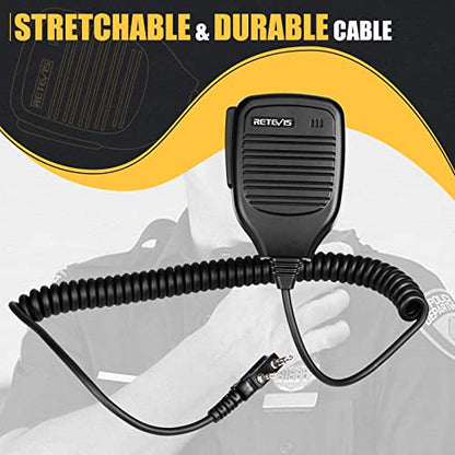 Retevis Walkie Talkie Shoulder Speaker Microphone, 2 Pin,1 Pack | for RT22/RT68/H777/RT68H/RT22S, Compatible with BAOFENG UV-5R/888S,Kenwood Radio, Rotatable Clip, Kevlar Cable, Portability