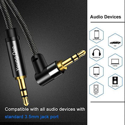 3.5mm Aux Cable 3 ft, 3.5mm Nylon Braided Male to Male Stereo Audio Cable Audio Auxiliary Input Adapter for Headphones, Car, Home Stereos, Speaker (3FT/1m) - size: 3 ft (1 m)