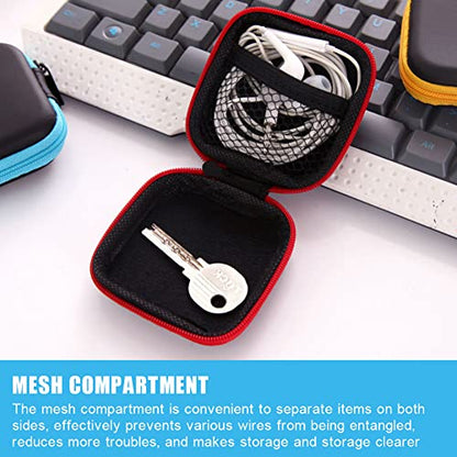 6Pcs Earphone Case,PU Small Square Pocket Earbud Carrying Case Bag with Zipper,Mini Portable Storage Bag,Cell Phone Accessories Organizer for Storing Earpieces,USB Cable,SD Cards,Memory Card