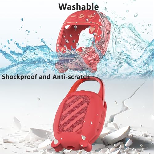 JCHPINE Silicone Cover Case for JBL Clip 5 Portable Bluetooth Speaker - color: Red