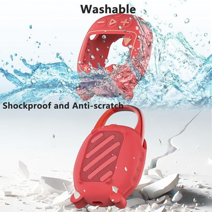 JCHPINE Silicone Cover Case for JBL Clip 5 Portable Bluetooth Speaker - color: Red