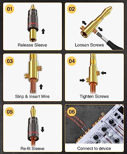 BlueRigger Banana Plugs 2 Pairs / 4 pcs (Closed Dual Screw) - 4 Pack Gold Plated Speaker Plugs Connector for Speaker Wire, Amplifier, Receiver, Banana Wall Plate, Home Theater - size: 2 Pairs