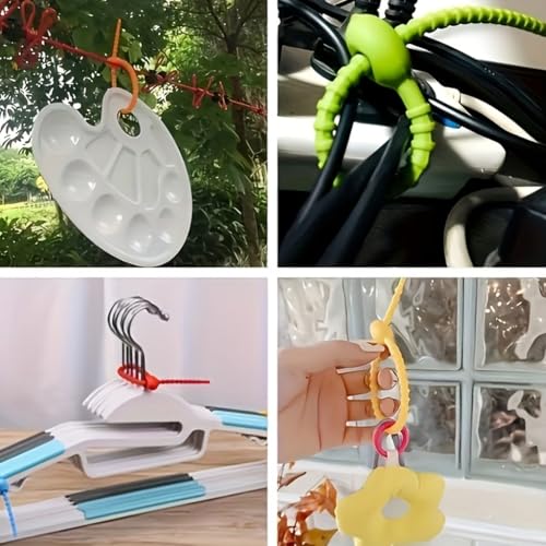 25Pcs 4.7in Silicone Cable Ties, Reusable Adjustable Cord Straps - color: 25pcs- Twist Ties