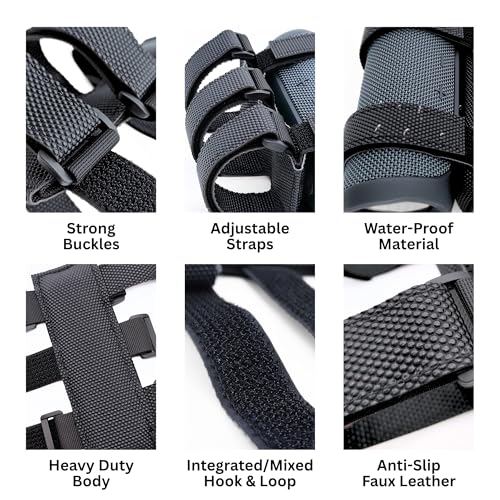 Portable Speaker Mount for Bike - Heavy-Duty Waterproof Hook and Loop Fastener Strap Holder Fitting Railing, Roll Bar & Frame of Bicycle, Golf Cart, Scooter, UTV, ATV, Motorcycle, Stroller - color: Black Grained Basic
