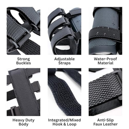Portable Speaker Mount for Bike - Heavy-Duty Waterproof Hook and Loop Fastener Strap Holder Fitting Railing, Roll Bar & Frame of Bicycle, Golf Cart, Scooter, UTV, ATV, Motorcycle, Stroller - color: Black Grained Basic