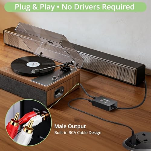 Analog to Digital Audio Converter Plug and Play RCA to Optical ADC Converter, 48KHz PCM Output, with 1.1 M RCA and 1 M Optical One-Piece Cable for Turntable CD Player to Soundbar - color: RCA to Optical Cable