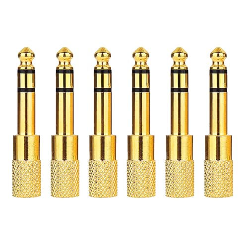 6pcs Audio Jack Adapter 6.35mm (1/4 inch) Male to 3.5mm (1/8 inch) Female Auxiliary Audio Adapter Converter for Aux Cable Headphone Guitar Amplifier - size: 6pcs 6.35M to 3.5F