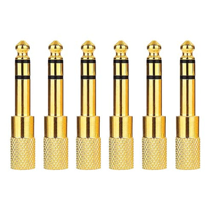 6pcs Audio Jack Adapter 6.35mm (1/4 inch) Male to 3.5mm (1/8 inch) Female Auxiliary Audio Adapter Converter for Aux Cable Headphone Guitar Amplifier - size: 6pcs 6.35M to 3.5F