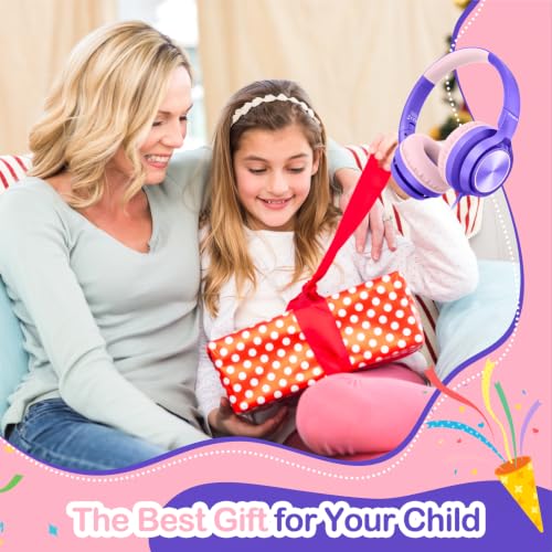 Kids Headphones for School Travel with Upgrade USB C&3.5MM Jack - color: Purple