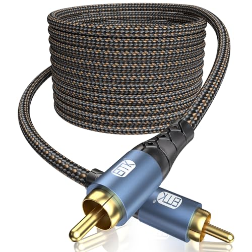 EMK Subwoofer Cable RCA to RCA Audio Cable 24K Gold-Plated Nylon Braided Double Shielded Digital Analogue Supports Amplifiers,Home Theater,Hi-Fi Systems,Subwoofer(15ft/5m) - size: 15ft/5m, style: RCA to RCA