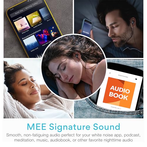 MEE audio SleepTones Wired Sleep Earbuds 3.5mm Plug for Side Sleepers with Lightweight Low-Profile Silicone Earpieces, Noise Reduction Sleeping Headphones with Built-in Mic, & Volume Controls - size: 1-Pack