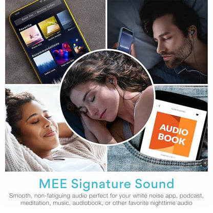 MEE audio SleepTones Wired Sleep Earbuds 3.5mm Plug for Side Sleepers with Lightweight Low-Profile Silicone Earpieces, Noise Reduction Sleeping Headphones with Built-in Mic, & Volume Controls - size: 1-Pack