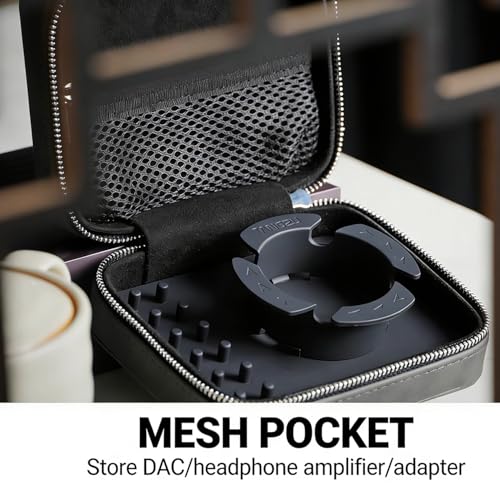 Leather Earphone Case, Water-Resistant Portable Earbuds Storage Case for Earphones, Audio Accessories, Eartips and Cables, Grey