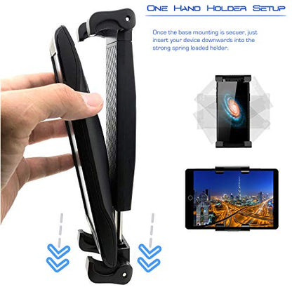 LycoGear Tablet Smartphone 5/8 Microphone Stand Mount, Pro Grade Mic Adapter, Anti-Slip Holder for Musicians Performers Studio Recording Compatible with iPad mini Air Pro Galaxy tab & iPhones