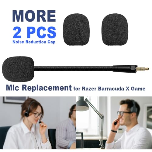 Replacement Game Mic Compatible with Razer Barracuda X Gaming Headsets, 3.5mm Detachable Noise Cancelling Gaming Boom Microphone with Foam
