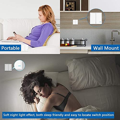 Thinkbee Wireless Lights Switch Kit, 2 Gang Wall Switch with Mini Receiver - size: 2 button switch+2 receiver