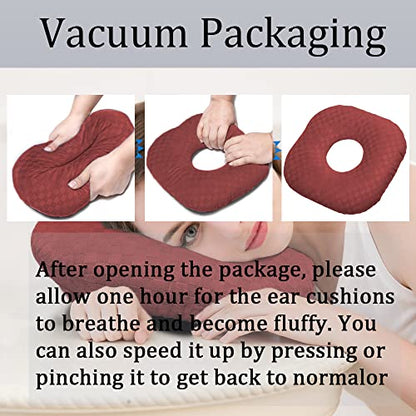Ear Piercing Pillow with Hole for Cartilage Piercings, CNH Support - color: Dark Red