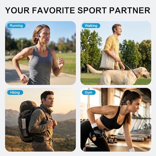 Spinosa Bone Conduction Headphones - Bluetooth 5.4 Open Ear Wireless Headset, 12Hr Battery Life, IPX5 Waterproof - for Sports, Running, Hiking, Cycling - Includes Earplugs
