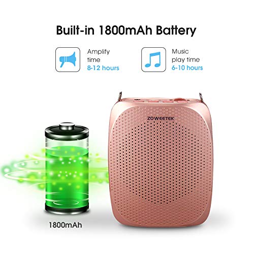 ZOWEETEK Voice Amplifier for Teachers Original Portable Wired Microphone - color: Rose gold