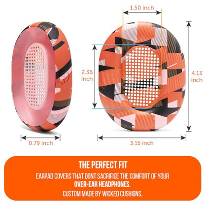 WC SweatZ XM5 - Patented Earpad Sweat Covers for Sony WH1000XM5 by Wicked Cushions | Full 360 Earpad Protection | Sweatproof & Easily Washable | Orange Prism - color: Orange Prism